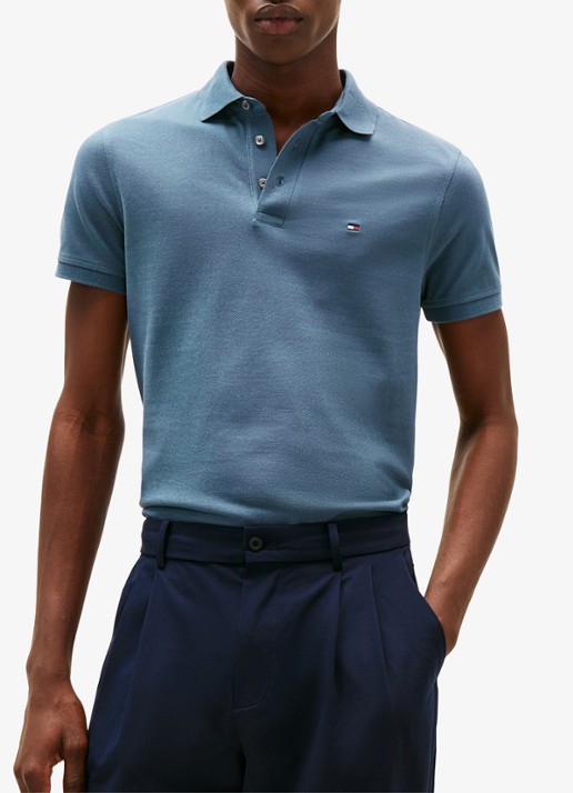 Tommy Hilfiger 1985 slim fit polo met logoborduring - detail 8 aegean sea / blauw