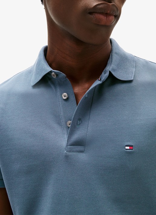 Tommy Hilfiger 1985 slim fit polo met logoborduring - detail 9 aegean sea / blauw