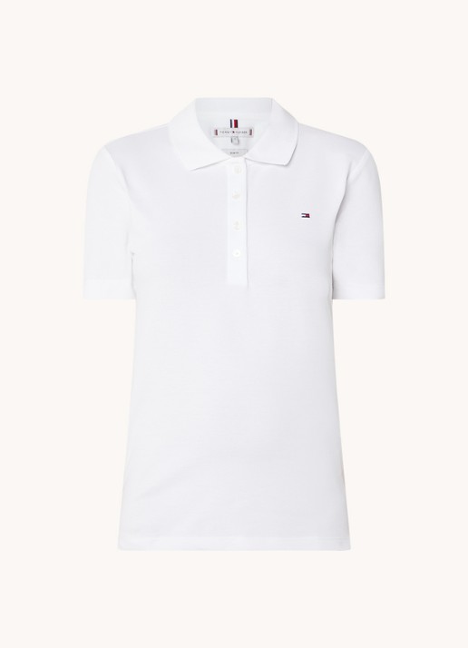 Tommy Hilfiger 1985 slim fit polo van piqué katoen met logo - voorkant 3 wit
