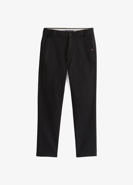 Tommy Hilfiger 1985 straight fit chino met steekzakken - voorkant 2 zwart