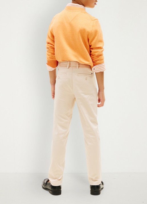 Tommy Hilfiger 1985 straight fit chino met steekzakken - achterkant beige