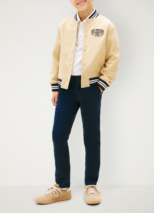 Tommy Hilfiger 1985 straight fit chino met steekzakken - voorkant 3 dark night navy-c1g