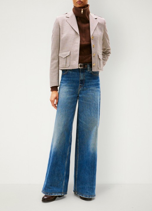 Tommy Hilfiger 70s high waist wide leg jeans met steekzakken - voorkant 3 donkerblauw