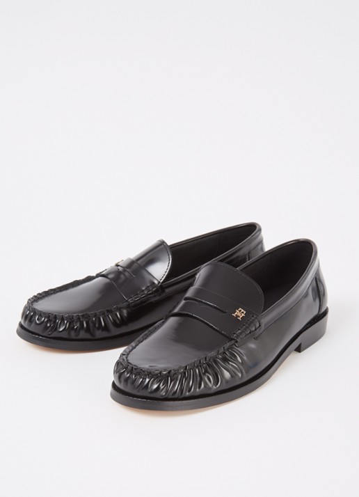 Tommy Hilfiger Abrasivato loafer van leer - detail 3 zwart