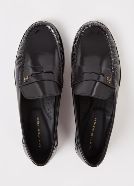 Tommy Hilfiger Abrasivato loafer van leer - detail 4 zwart