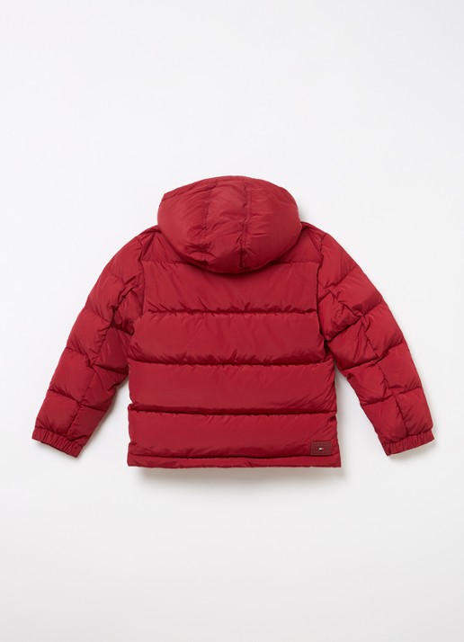 Tommy Hilfiger Alaska gewatteerde jas met afneembaar capuchon - achterkant 3 donkerrood