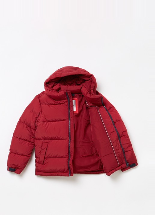 Tommy Hilfiger Alaska gewatteerde jas met afneembaar capuchon - voorkant 2 donkerrood