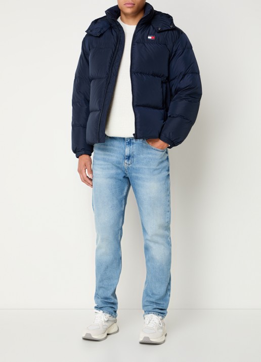 Tommy Hilfiger Alaska puffer jack met donsvulling en afneembare capuchon - voorkant 3 donkerblauw