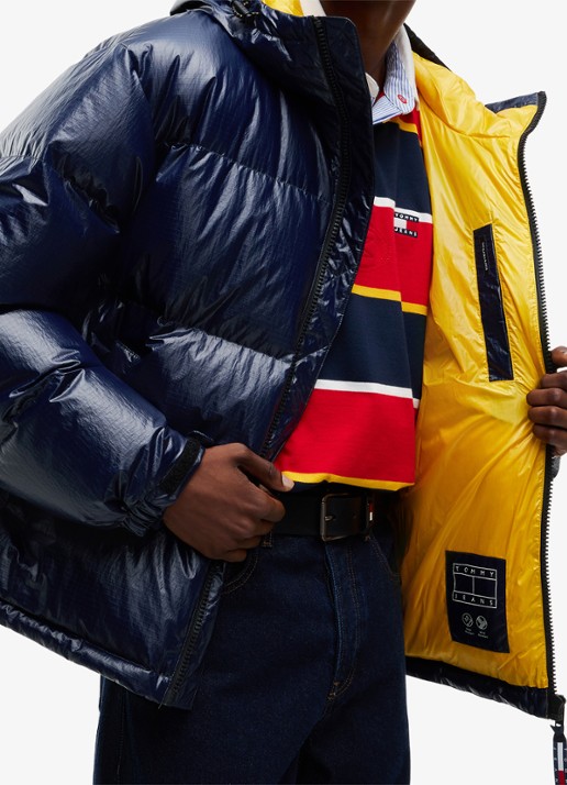 Tommy Hilfiger Alaska puffer met donsvulling en glanzende finish - detail 5 donkerblauw