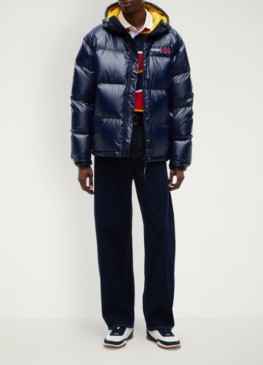 Tommy Hilfiger Alaska puffer met donsvulling en glanzende finish - voorkant 2 donkerblauw