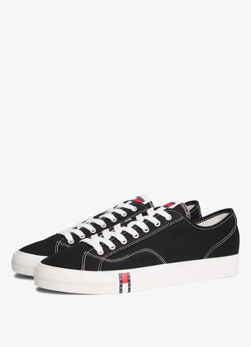 Tommy Hilfiger Archive Vulc sneaker met doorgestikte details  - voorkant 6 zwart