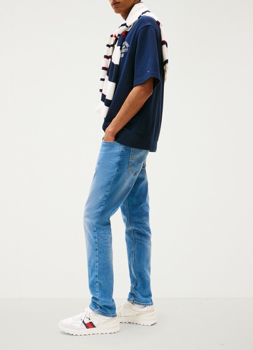 Tommy Hilfiger Austin slim fit jeans met lichte wassing - detail 8 indigo