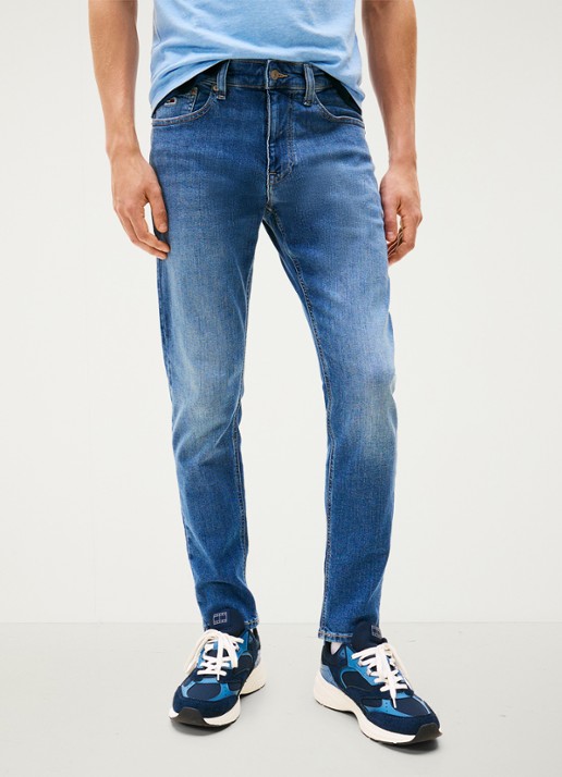 Tommy Hilfiger Austin slim fit jeans met medium wassing - achterkant 5 indigo