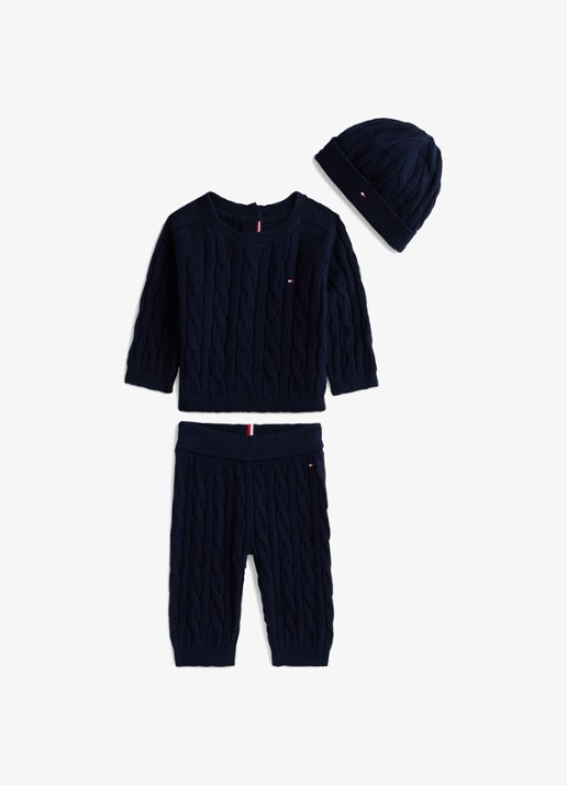 Tommy Hilfiger Babyset met trui, broek en muts 3-delig