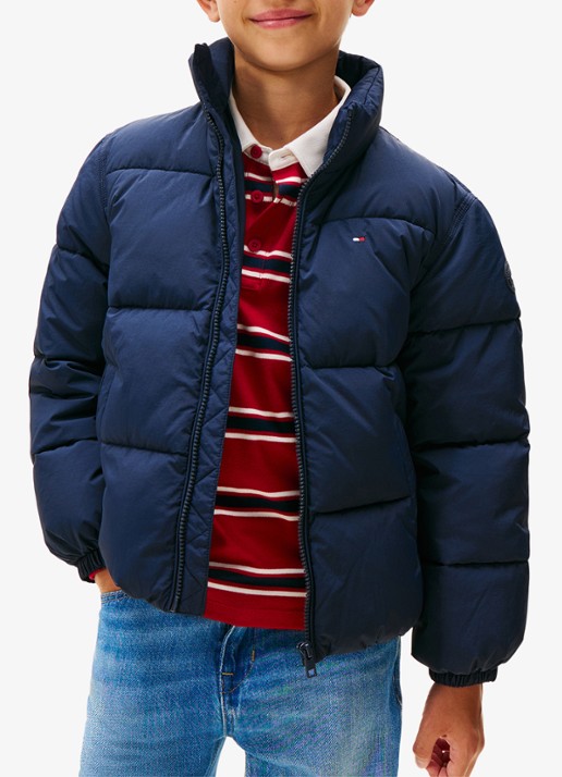 Tommy Hilfiger Back Flag puffer jas met logo - detail 3 donkerblauw