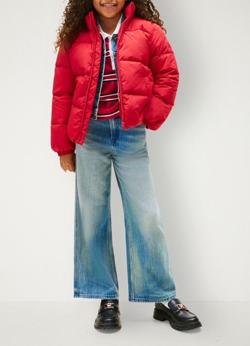 Tommy Hilfiger Back Flag puffer jas met logo - voorkant 7 rood
