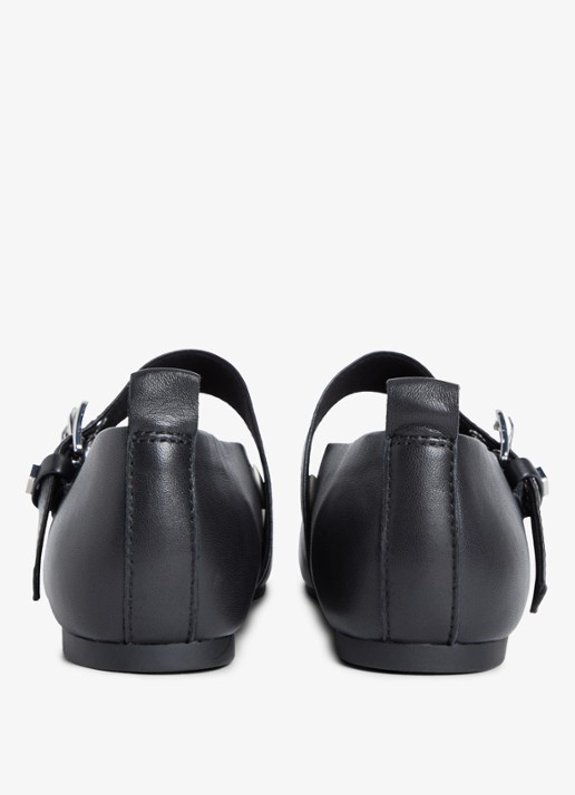 Tommy Hilfiger Ballerina van schapenleer - achterkant 6 zwart