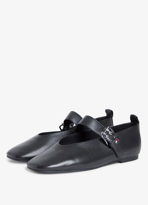 Tommy Hilfiger Ballerina van schapenleer - detail 2 zwart