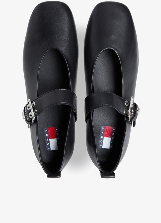 Tommy Hilfiger Ballerina van schapenleer - detail 3 zwart
