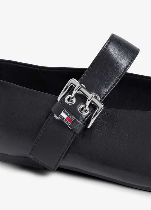 Tommy Hilfiger Ballerina van schapenleer - detail 5 zwart