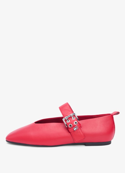 Tommy Hilfiger Ballerina van schapenleer - detail 4 rood
