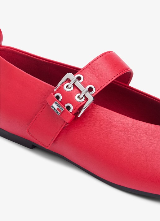 Tommy Hilfiger Ballerina van schapenleer - detail 5 rood
