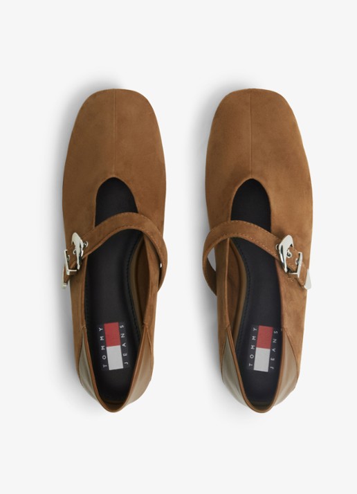 Tommy Hilfiger Ballerina van schapenleer - detail 3 lichtbruin