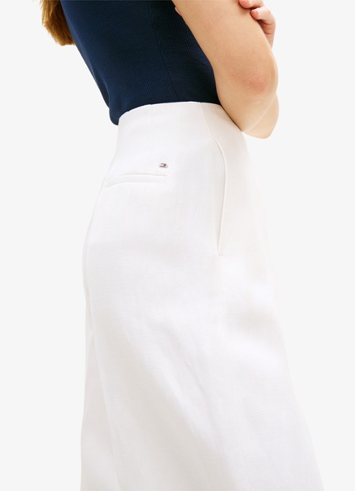Tommy Hilfiger Barrel high waist pantalon in linnenblend - detail 4 wit