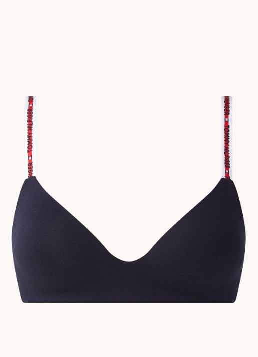 Tommy Hilfiger Bh zonder beugel met logoband - voorkant donkerblauw