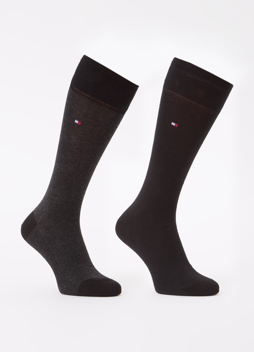 Tommy Hilfiger Birdseye sokken in 2-pack - voorkant zwart
