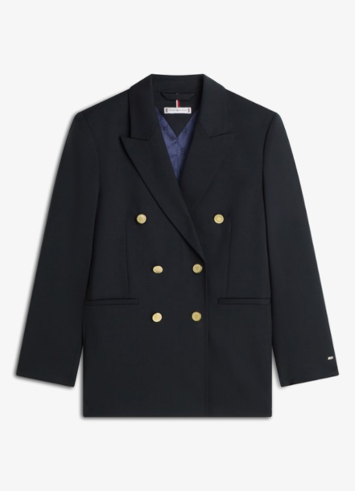 Tommy Hilfiger Blazer in wolblend - voorkant donkerblauw