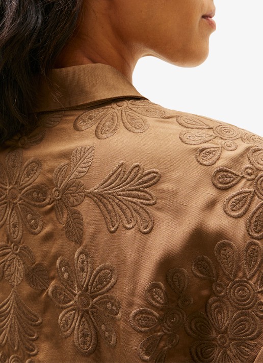 Tommy Hilfiger Blouse in linnenblend met borduring - detail 3 camel