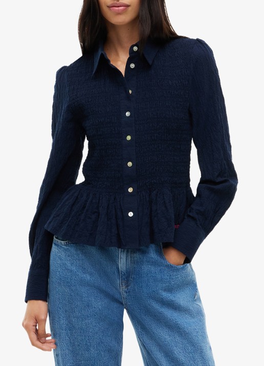 Tommy Hilfiger Blouse met smockwerk en peplum
