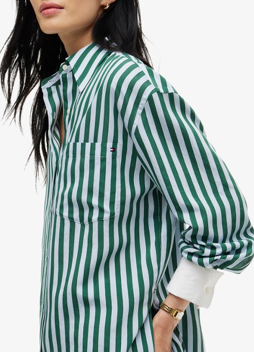 Tommy Hilfiger Blouse met streepdessin  - detail 2 groen