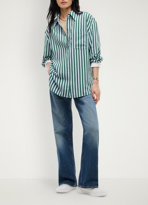 Tommy Hilfiger Blouse met streepdessin  - voorkant 5 groen
