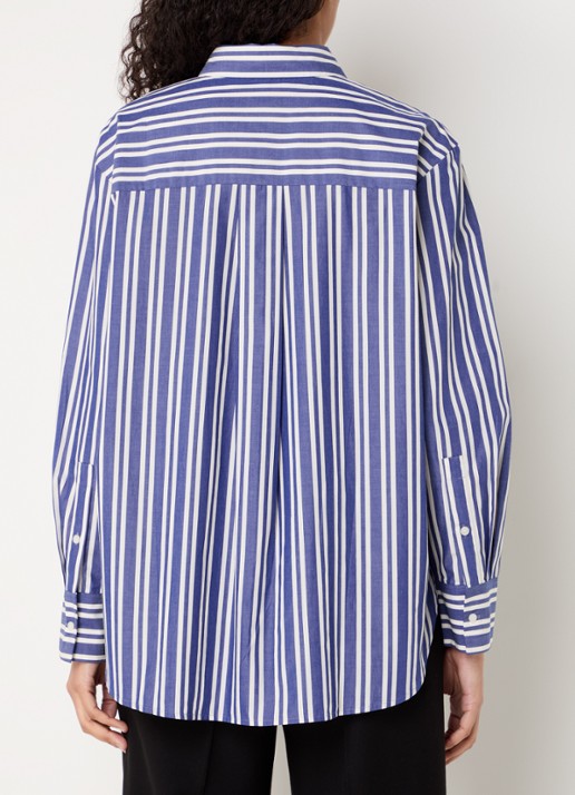 Tommy Hilfiger Blouse met streepprint en borstzak - achterkant 5 petrol