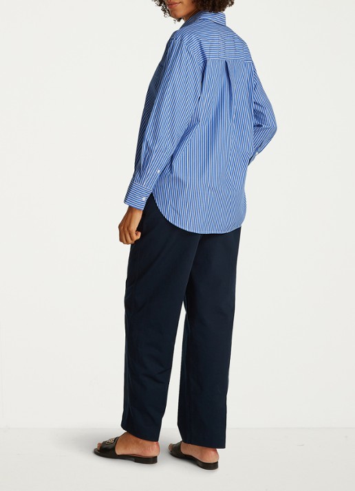 Tommy Hilfiger Blouse met streepprint en borstzak - achterkant 5 blauw
