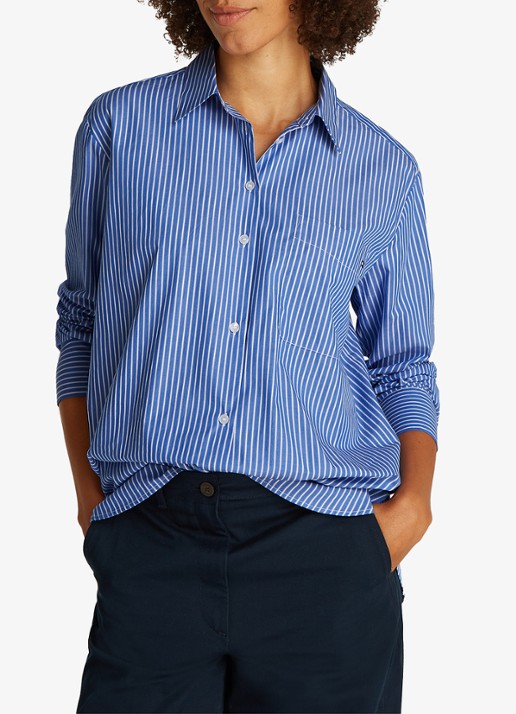 Tommy Hilfiger Blouse met streepprint en borstzak - detail 3 blauw