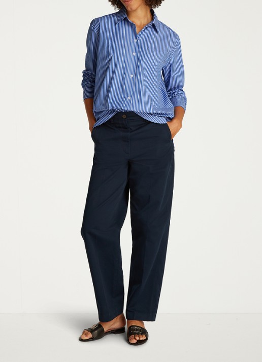 Tommy Hilfiger Blouse met streepprint en borstzak - voorkant 2 blauw