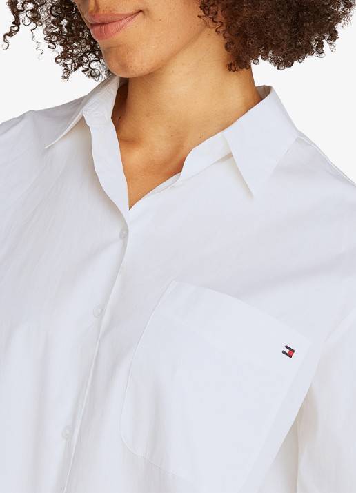 Tommy Hilfiger Blouse met streepprint en borstzak - detail 5 wit