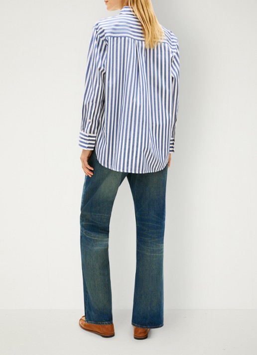 Tommy Hilfiger Blouse met streepprint en borstzak - achterkant lichtblauw