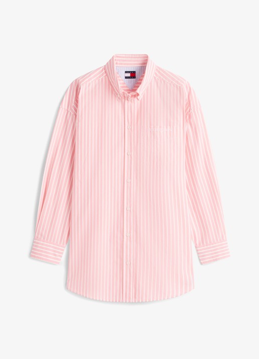 Tommy Hilfiger Blouse met streepprint en borstzak - voorkant 2 roze