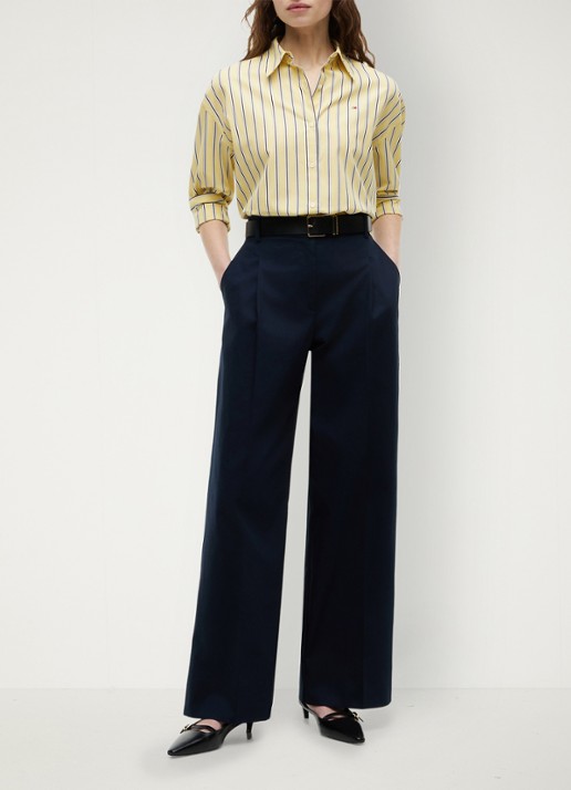 Tommy Hilfiger Blouse met streepprint en logo - voorkant 2 geel