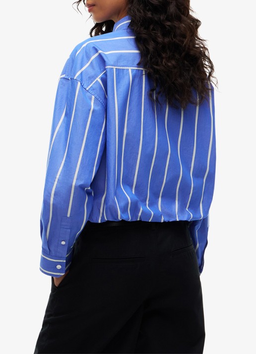 Tommy Hilfiger Blouse met streepprint en logoborduring - achterkant 5 blauw