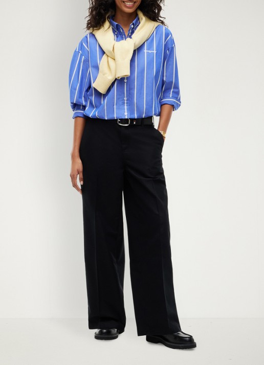 Tommy Hilfiger Blouse met streepprint en logoborduring - voorkant 4 blauw