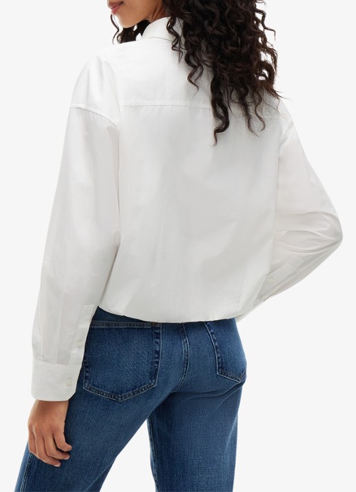 Tommy Hilfiger Blouse met streepprint en logoborduring - achterkant 5 gebroken wit
