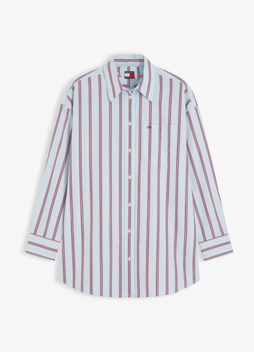 Tommy Hilfiger Blouse met streepprint - voorkant lichtblauw