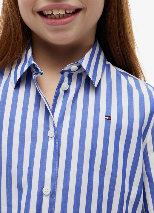 Tommy Hilfiger Blousejurk met streepprint en logoborduring - detail 5 noble blue-c8p / blauw