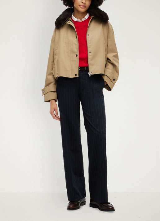 Tommy Hilfiger Bomberjack met afneembare kraag - voorkant 2 camel