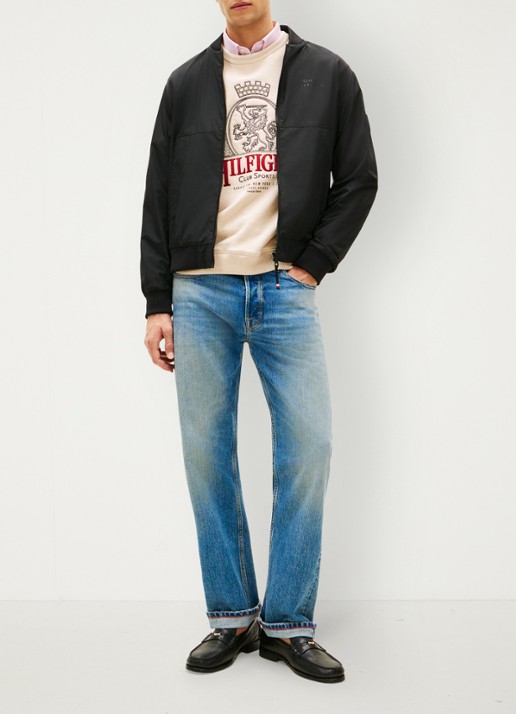 Tommy Hilfiger Bomberjack met logo - voorkant 6 zwart